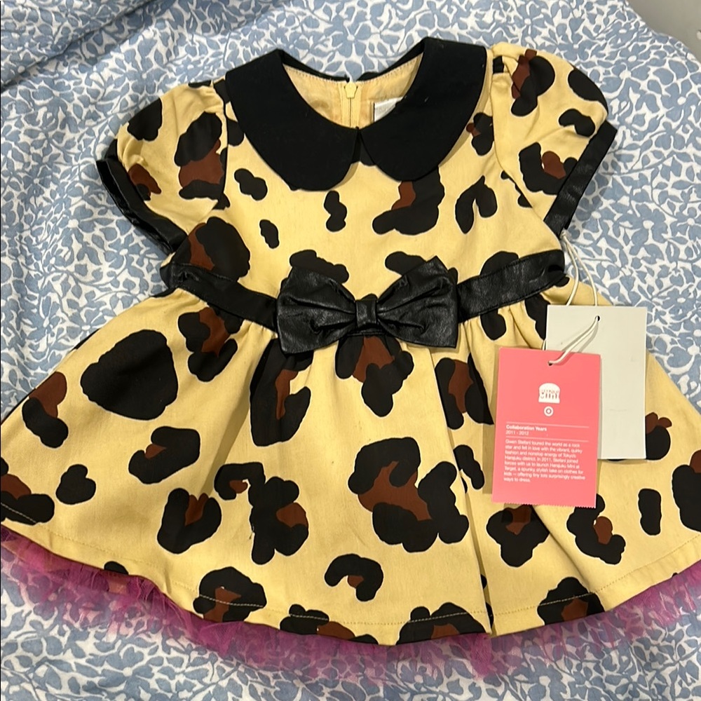 Leopard Print Baby Dress with Black Bow